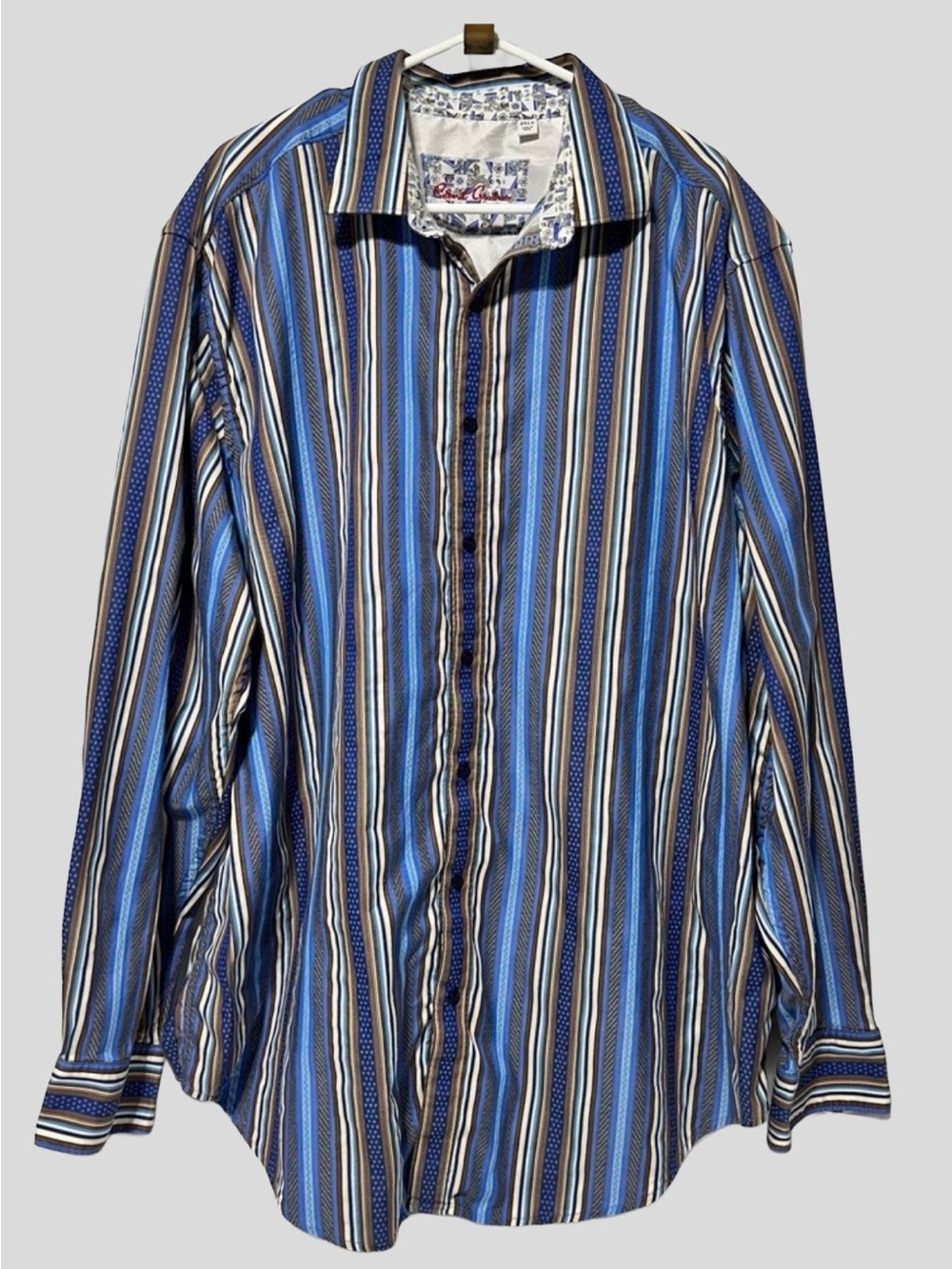 ROBERT GRAHAM Striped Big Tall Luxe Menswear Shirt 2XLT